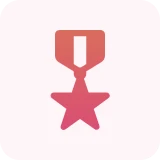 Red star medal graphic on white