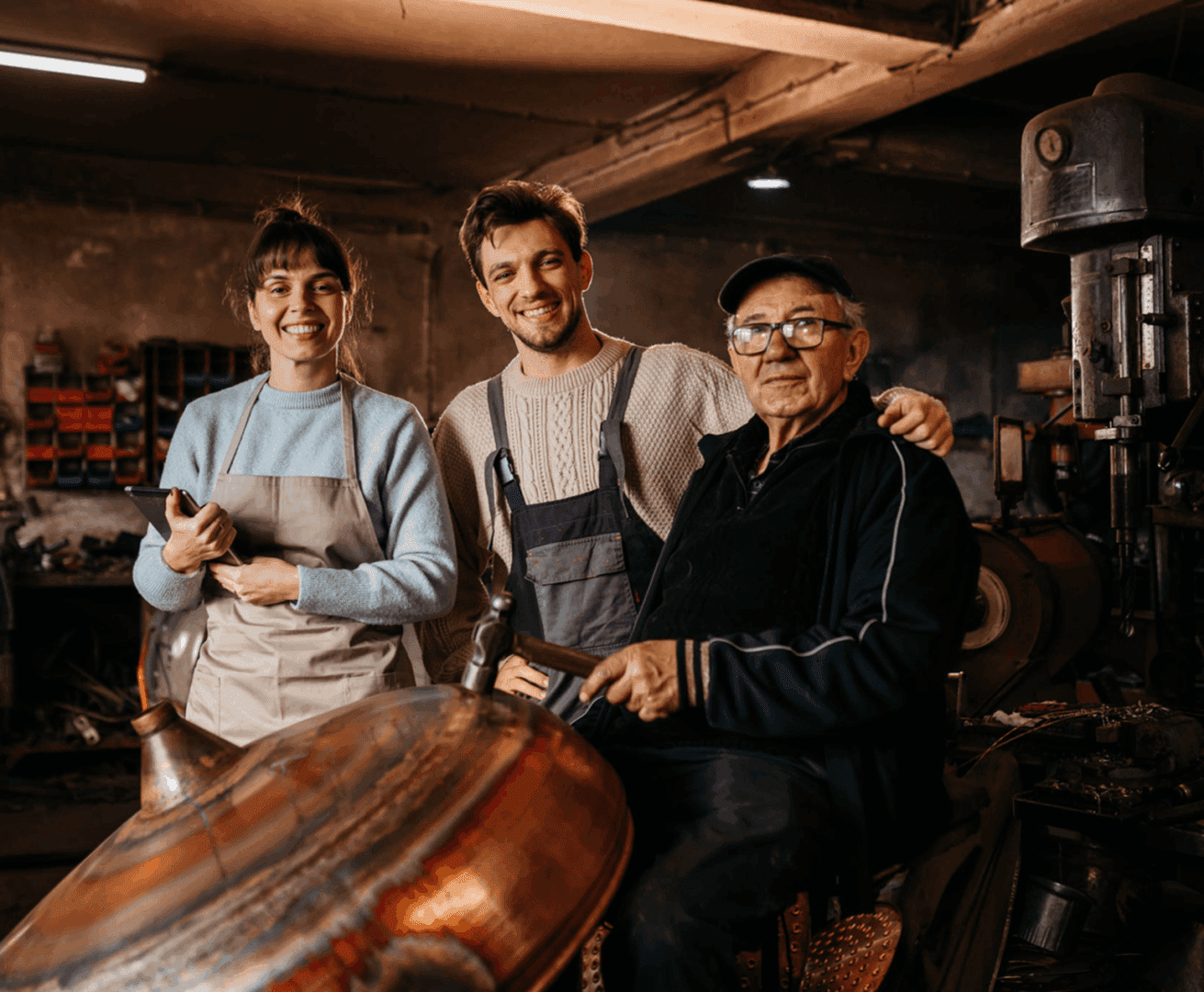 Craftspersons in a workshop environment