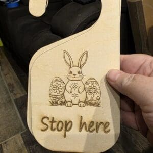 Stop here sign with Easter eggs