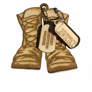 Wooden boots ornament with name tags