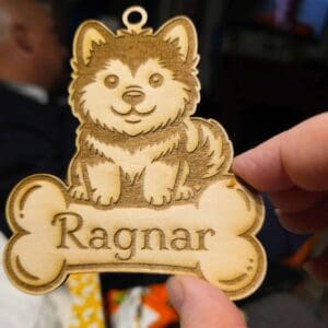 Cute puppy carved on wood plaque