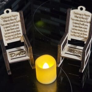 Christmas memorial display with candle