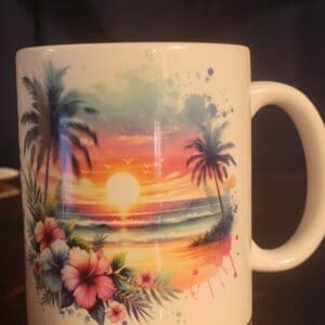 Tropical sunrise mug design