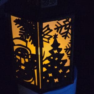 Festive lantern with Christmas tree design