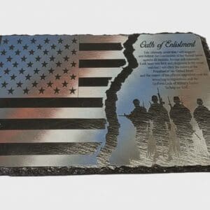 American flag plaque with Oath of Enlistment.