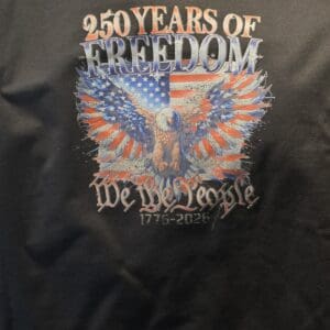 Eagle with flags, "250 Years of Freedom".